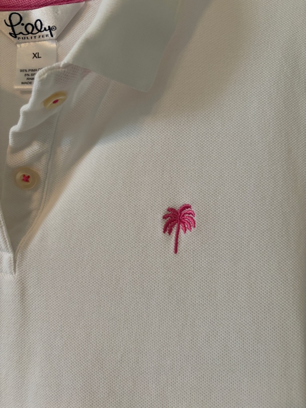 Lilly Pulitzer White Polo with Pink Palm Embroidery - Picture 3 of 4
